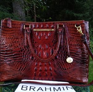 Brahmin Large Lincoln Satchel, Pecan Melbourne...Includes Dust Bag